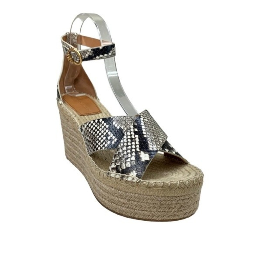 NWT Tory Burch Selby Snakeskin Print Wedge Platform Espadrilles 10